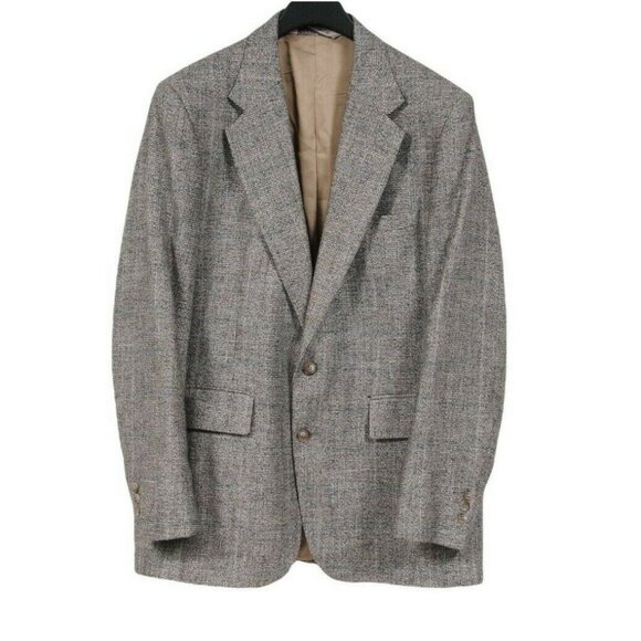 Stafford Mens Blazer 40R Grey Herringbone Wool 2 Button Sports Coat - Picture 1 of 12